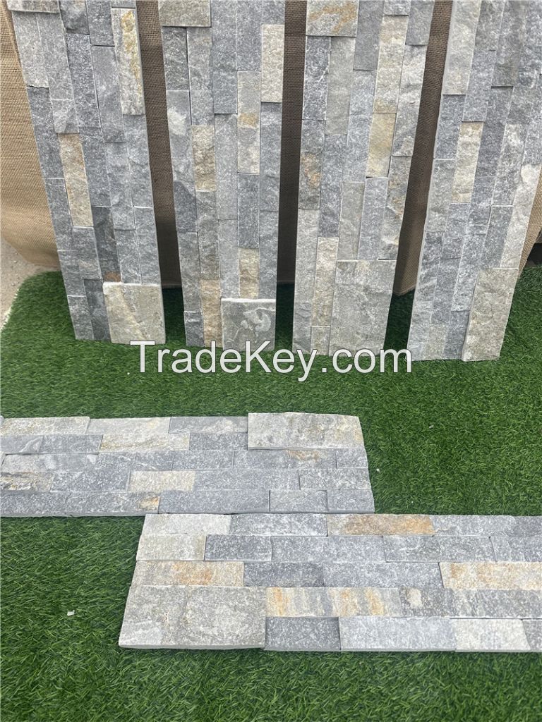 Grey natural panels are used for outdoor walls and interior ledges mushroom surface