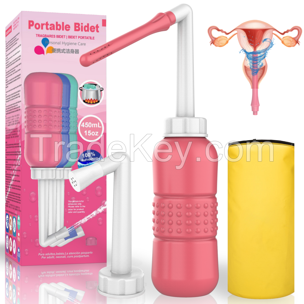 Bidet 450ML, Perineal Bottle Postpartum Essentials with 2 Nozzle, Portable Travel Bidet for Toilet UK, Handheld Bidet Attachment Sprayer, Post Partum Care for Women After Birth Baby