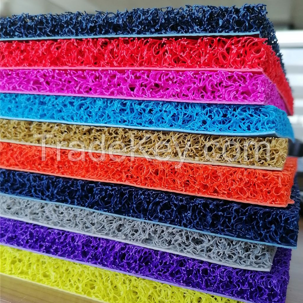 10mm 12mm Hot Sale PVC Coil Mat With Mesh Backing Spaghetti Mat Non-slip Outdoor Carpets With Firm Backing