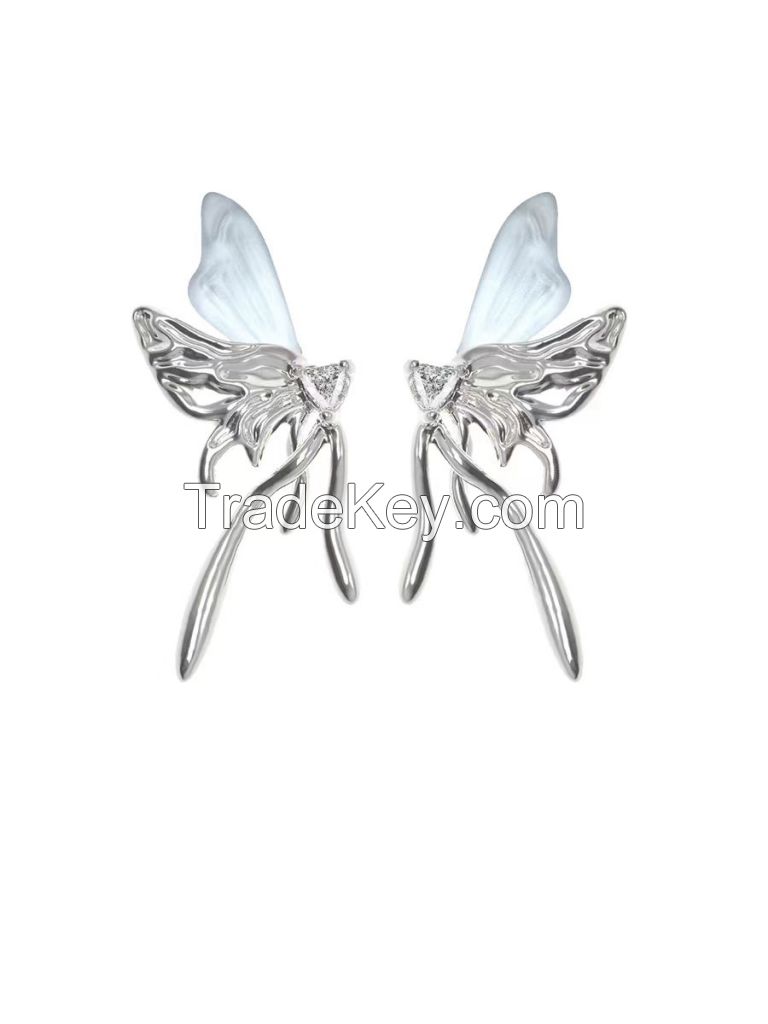 New Arrivals Fashion Butterfly Wings Punk Style Earring Temperament Sweet Cool Women Earrings Wholesale