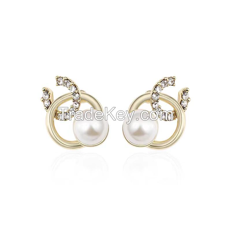 Wholesale Fashion Jewellery Stylish Women Excesories Mother of S925 Silver Color Moissanite Pearls Flower Earings