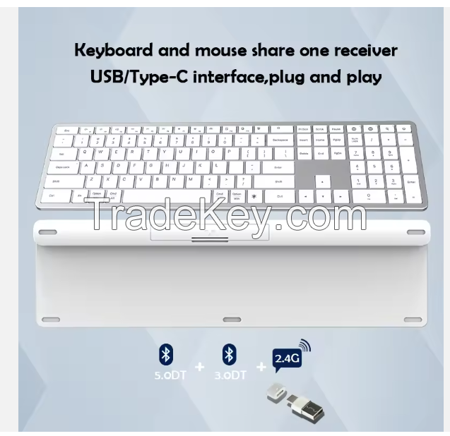 COUSO Wholesale Luxury Computer Keyboard Mouse Combo Aluminum White Bluetooth Office Wireless Keyboard and Mouse Combo