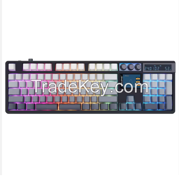 SKYLOONG GK104 Pro 3Mode Wireless gaming Mechanical Keyboard with 2.0 Screen 3 Knobs Hot-Swappable Side-Engraved PBT kevcap RGB