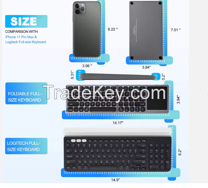 clavier sans fil pliant stylish wireless mini portable bt wireless foldable keyboard &amp;amp;amp;amp;amp; mouse folding keyboard with touchpad