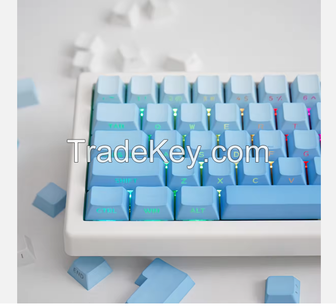 129 Keys Fog Blue Side Engraved Keycap OEM Profile Keycaps For MX Switch Mechanical keyboard keycaps Letters On Side Key Caps