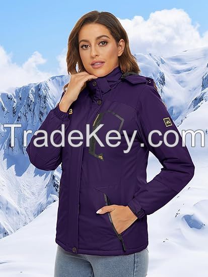 TACVASEN Women's Waterproof Ski Jacket Hooded Fleece Lined Warm Winter Jacket Snow Coat Mountain Windproof Rain Windbreaker
