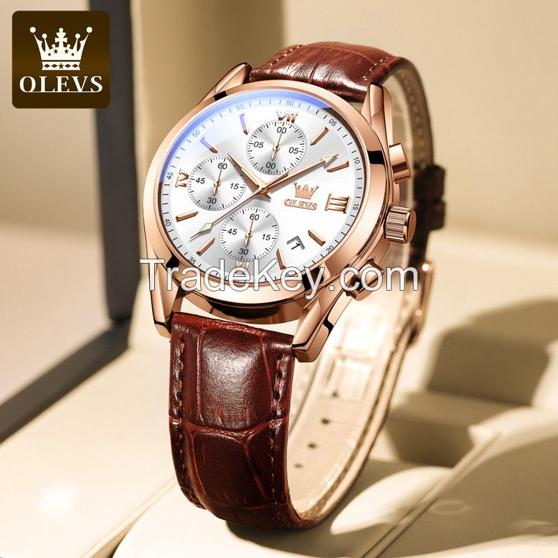 Oulishi brand watches wholesale cross-border foreign trade quartz watch three eyes six needle timing sports men's watch men's watch
