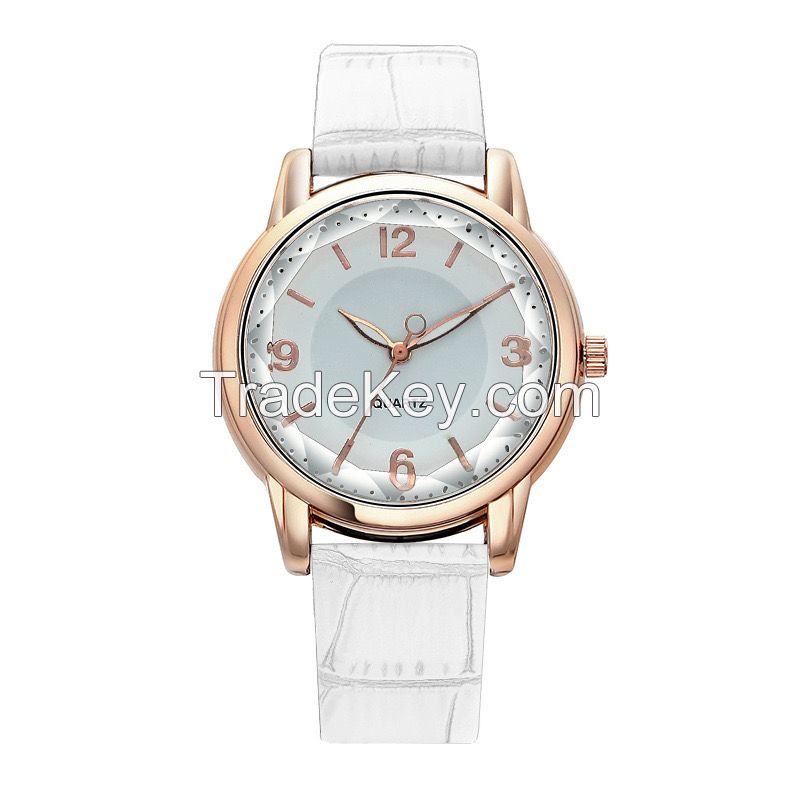 Quartz women's watch, two-color dial belt women's watch creative watch