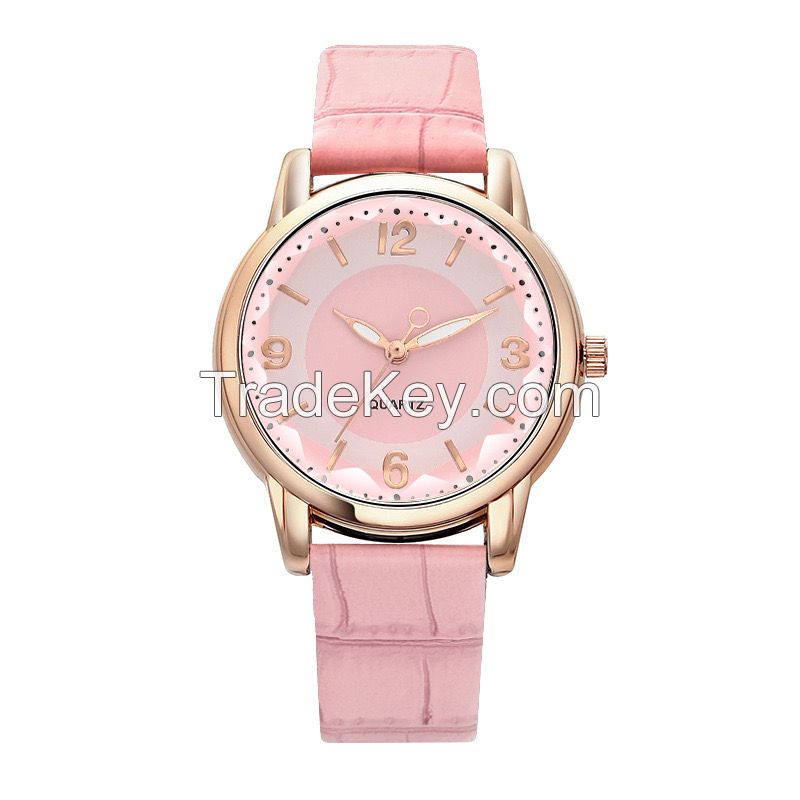Quartz women's watch, two-color dial belt women's watch creative watch