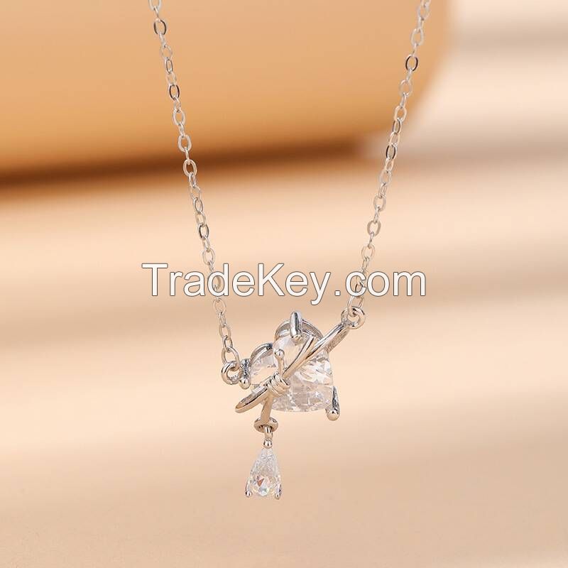S925 sterling silver necklace box chain Ingot melon seed water wave Star snake bone cross female clavicle chain