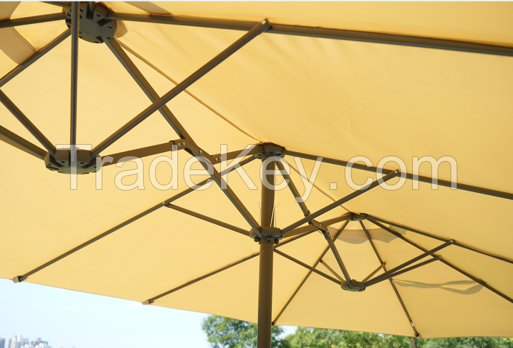 15ft Patio Umbrella Double-Sided Outdoor Market Extra Large Umbrella with Crank Umbrella Base