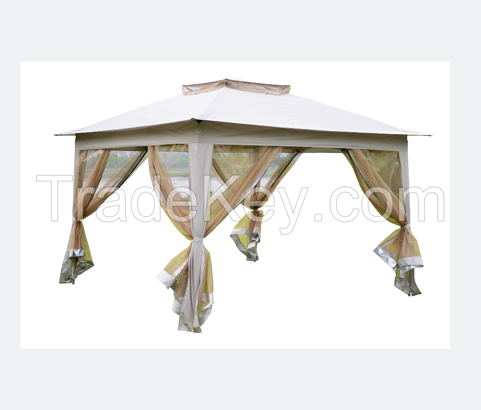 13x13ft Pop-up gazebo for 8-12 persons with mosquito net silver coating 33x33m family tent CHINA
