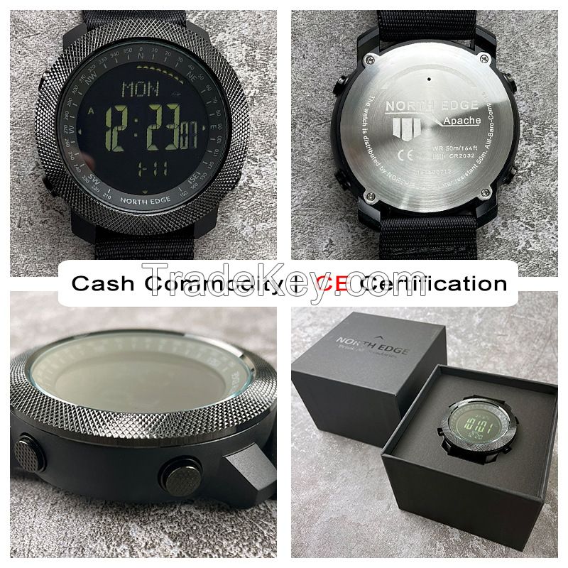 Outdoor sports intelligent waterproof watch color silicone high pressure compass thermometer metal watch