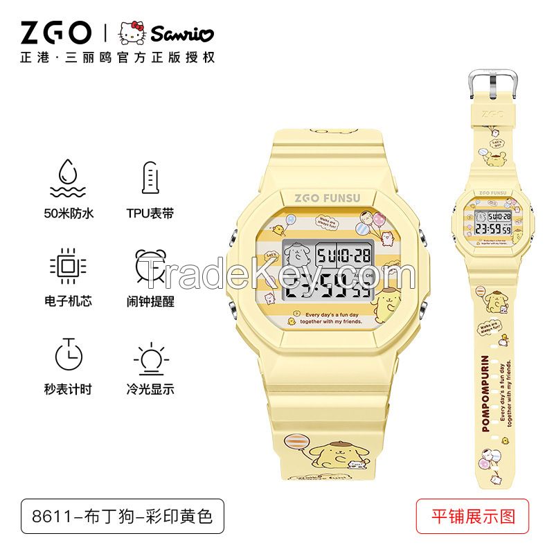 Sanrio Genuine Children's Watch Girl Pacha Dog Junior High School students multi-functional waterproof electronic watch