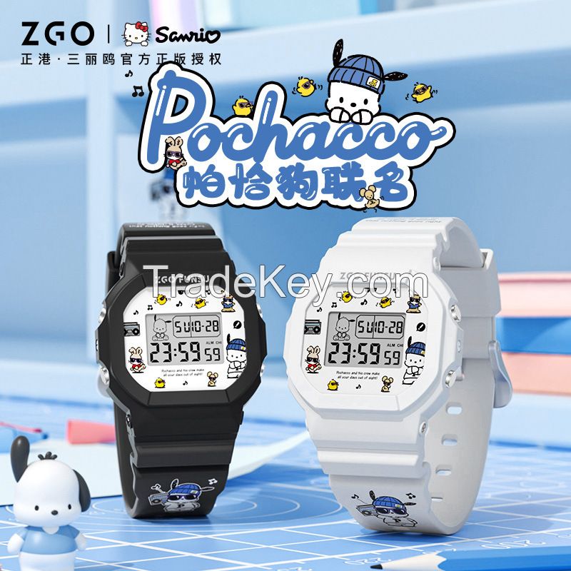 Sanrio Genuine Children's Watch Girl Pacha Dog Junior High School students multi-functional waterproof electronic watch