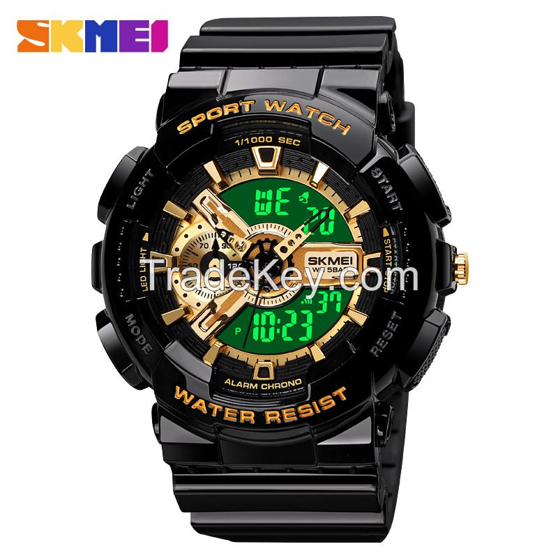 Cross-border men's e-watch multi-functional luminous waterproof student's watch double movement pointer e-watch