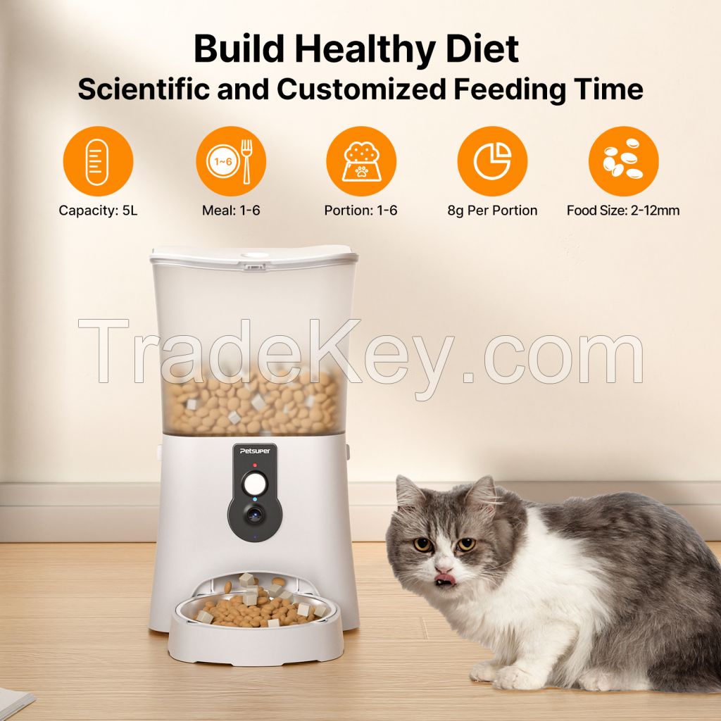 Smart Pet Feeder 5L Automatic Cat Feeder with HD 1080P Camera Smart Pet Feeder for Cat and Dog