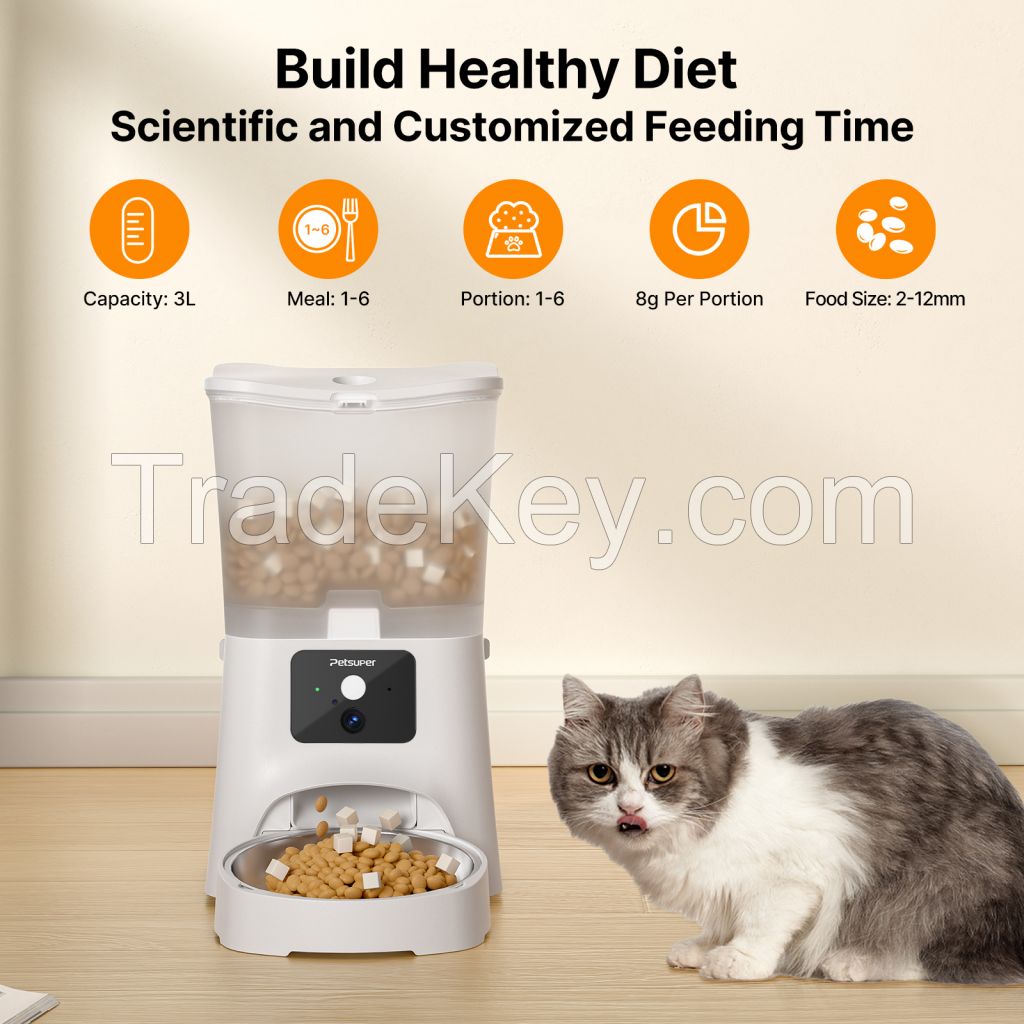 Smart Pet Feeder 3L Automatic Cat Feeder with HD 1080P Camera Smart Pet Feeder for Cat and Dog