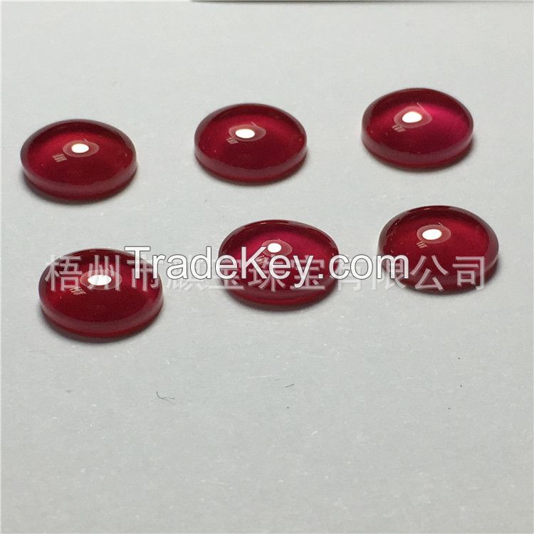 Wholesale red corundum flat flat surface round 3MM~10MM artificial ruby synthetic red corundum RD