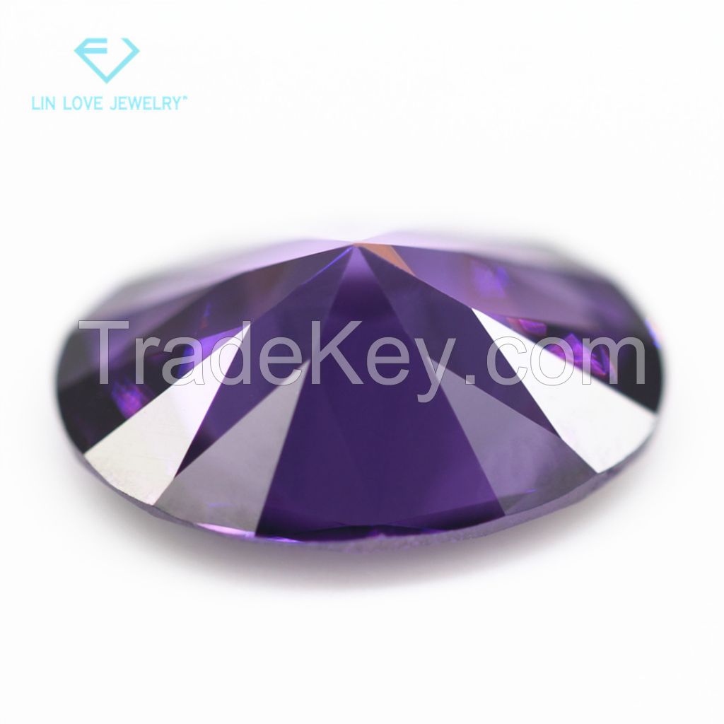 Factory direct sales 5A egg-shaped purple red zircon bare stone artificial tip bottom oval color zirconia CZ diamond