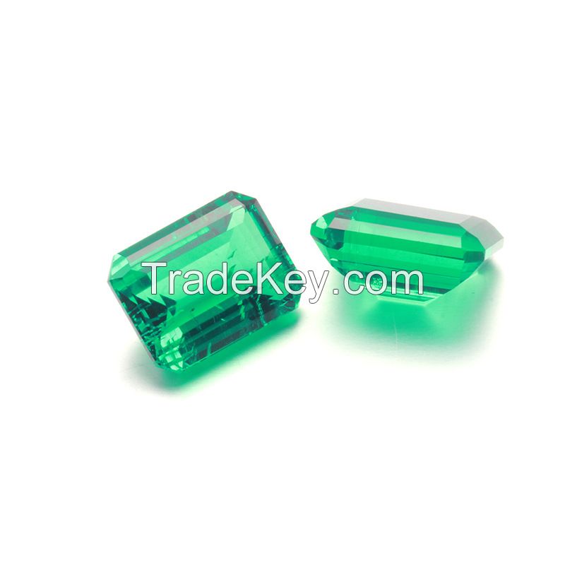 Artificial cultivation of Colombian emerald rectangular chamfered emerald cut stone laboratory simulation emerald