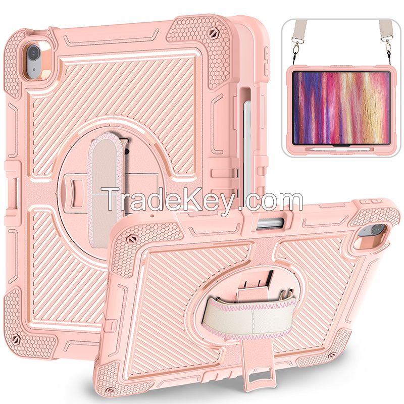 Shockproof TPU Silicone 360 Rotating Hand Strap Kickstand Tablet Case For  iPad Air 13â��inch (M2)  2024 Case Cover