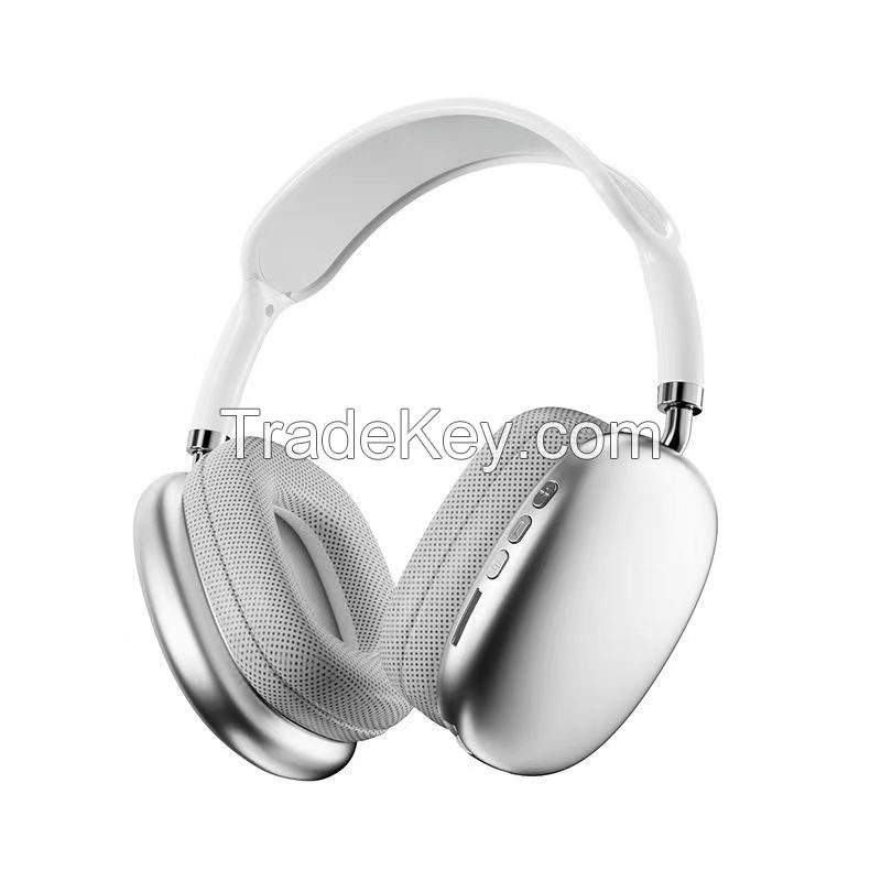 Silver high quality head-mounted Bluetooth headset with multiple noise reduction, universal