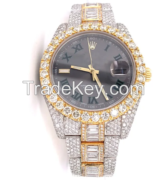 Luxurious diamond-encrusted rose gold mechanical couple watches