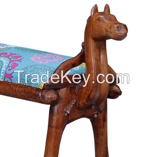 Horse Face Wooden Bench