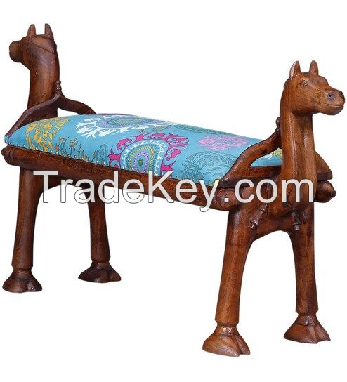 Horse Face Wooden Bench