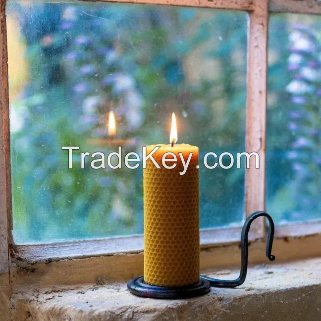 100% organic hand-rolled beeswax candles Ritual candles, Church candle, Wish candles beeswax pillar candle,