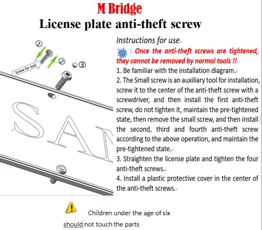 License plate anti theft screw
