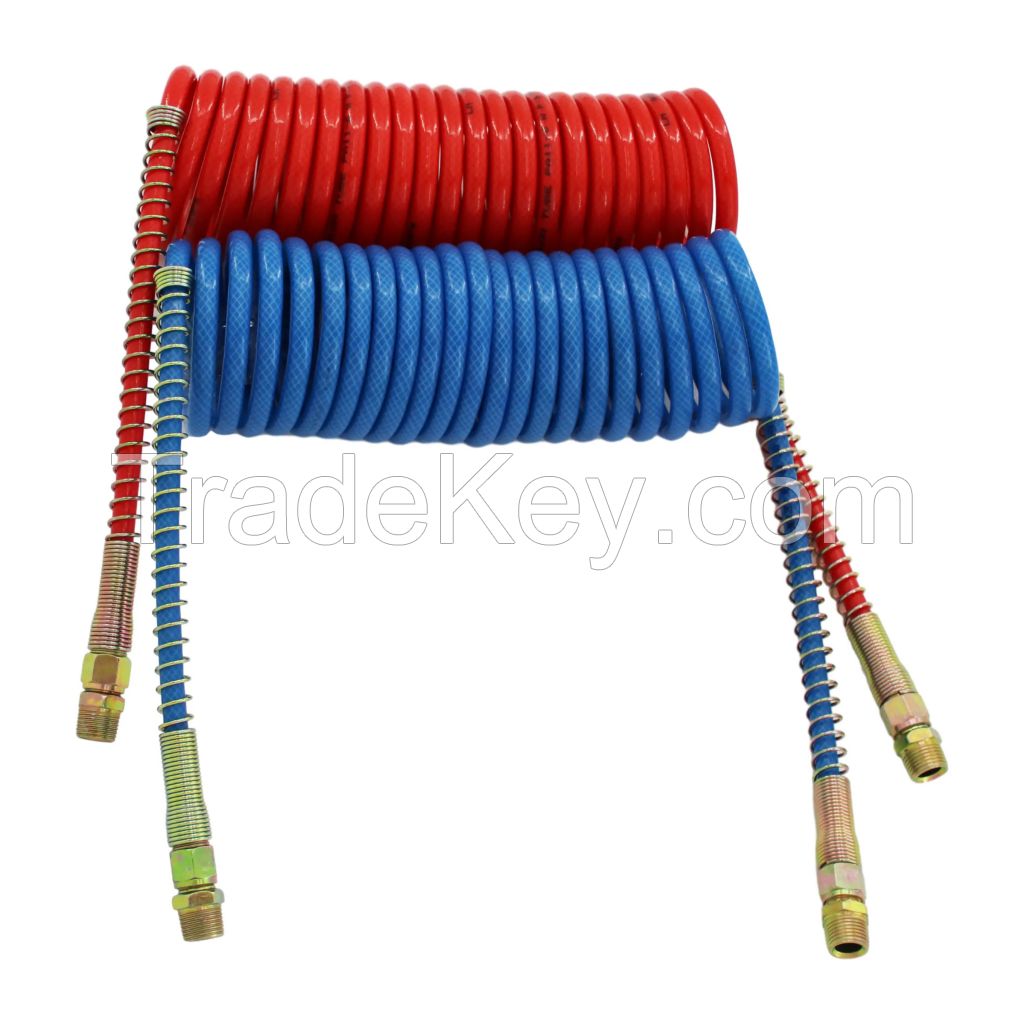 Quality Soft No Smelling Nylon PU PA Flexible Spiral Trailer Coil Air Brake Hose For Trucks