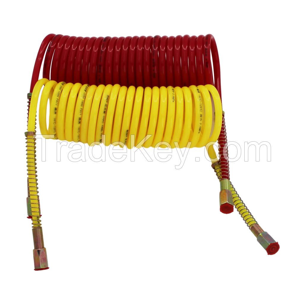 Quality Soft No Smelling Nylon PU PA Flexible Spiral Trailer Coil Air Brake Hose For Trucks