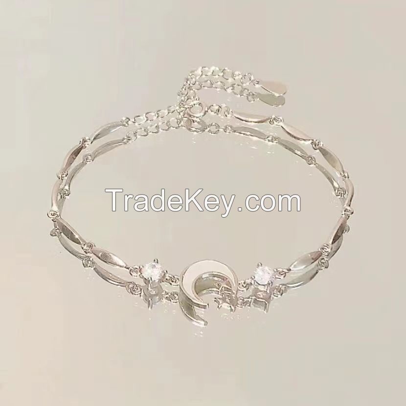 Cherry blossom bow bracelet niche light luxury temperament senior pink zircon cool feeling boudoir hand bracelet trend