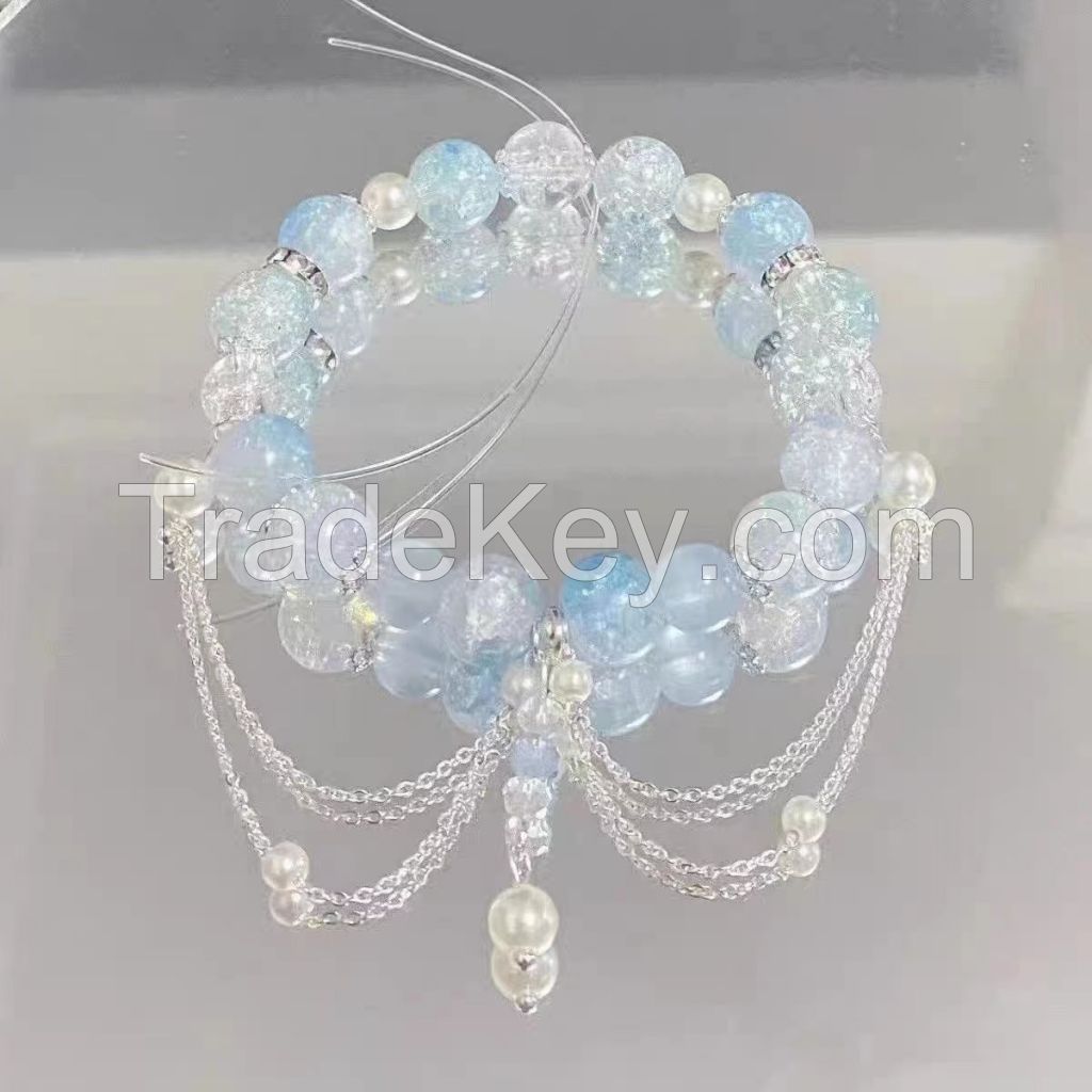 Super fairy butterfly broken bead bracelet female niche design Instagram Senshi fairy sweet colored bead bracelet to send girlfriends