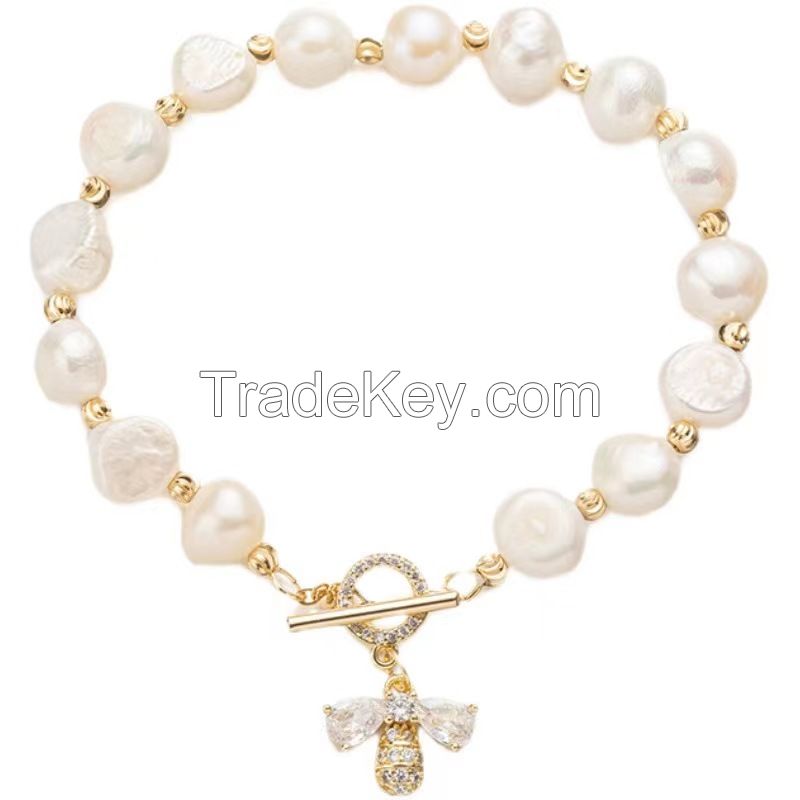 Burst light luxury natural freshwater pearl bracelet female autumn and winter sweet ins niche design all exquisite hand jewelry female