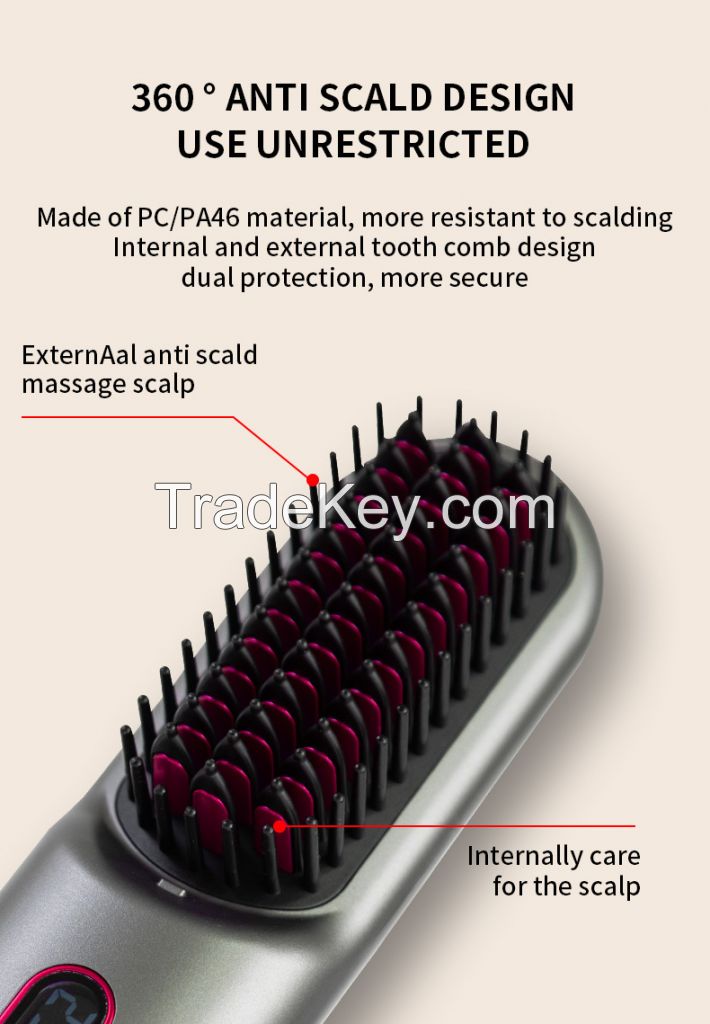 Cordless portable hair straightener brush for travel-Mini Ionic Hot Comb Straightener