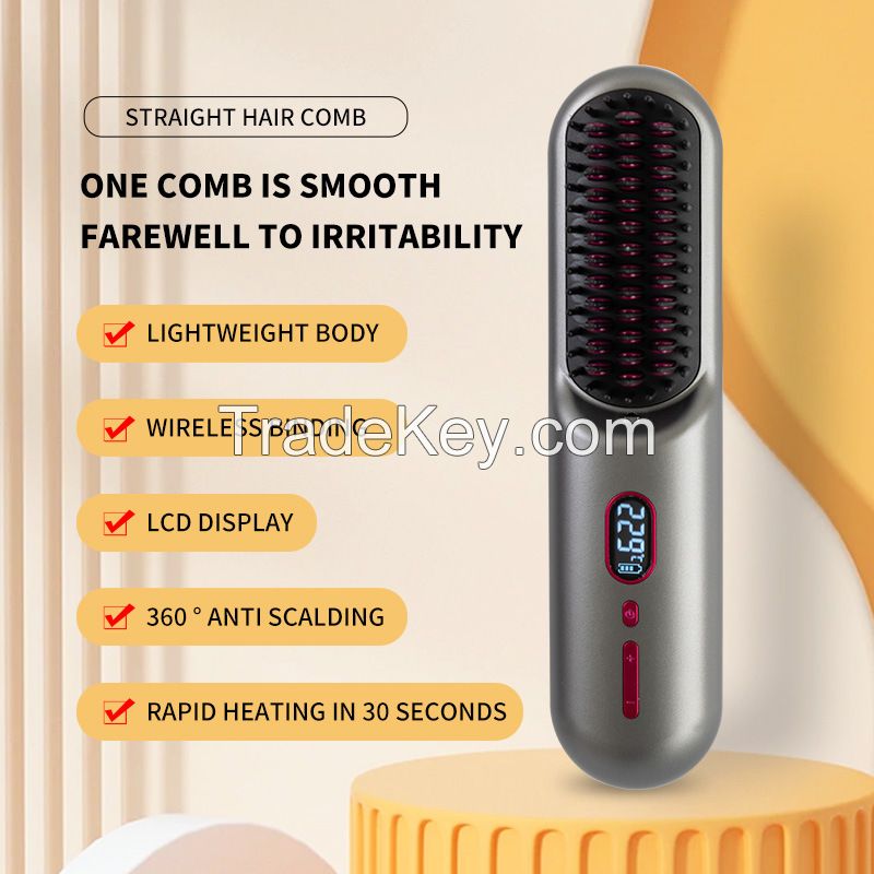 Cordless portable hair straightener brush for travel-Mini Ionic Hot Comb Straightener