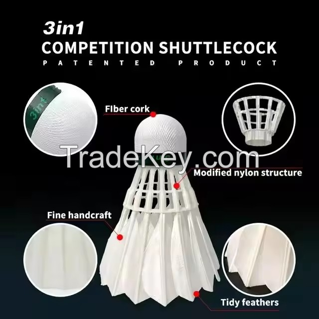 Durable Hybrid 3in1 Shuttlecock OEM Available Feather Speed Custom Tournament Badminton Ball Badminton Shuttlecock for Training