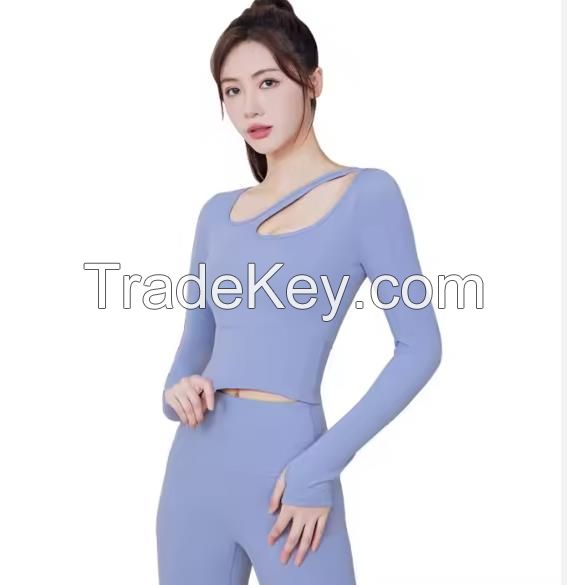 Internet Celebrity Round Neck Fitness Exercise Tight Yoga Wear Top With Chest Pad
