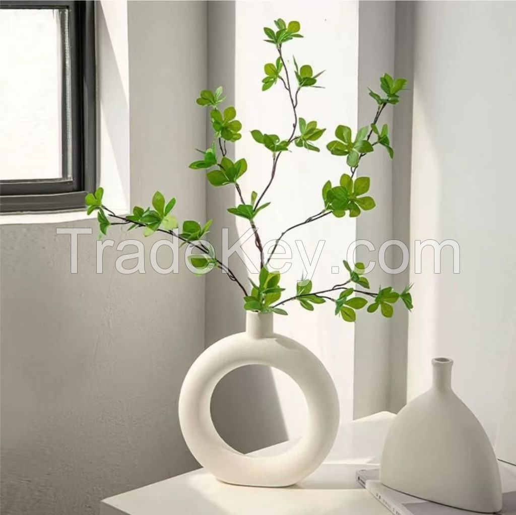 The latest simulation of green plant Masaki bell fake plant living room flower table decoration simulation flower ceramic vase decoration