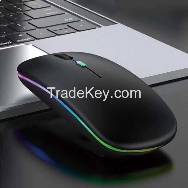 New bluetooth dual-mode wireless mouse charging silent computer notebook cross-border office game luminous wireless mouse