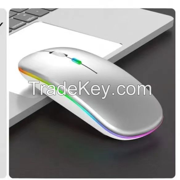 New bluetooth dual-mode wireless mouse charging silent computer notebook cross-border office game luminous wireless mouse