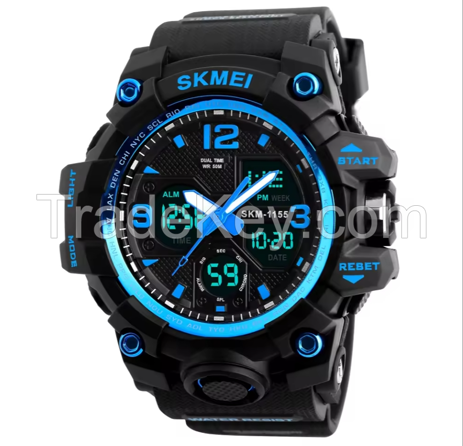 Big Case relojes 5ATM Waterproof Sport Plastic Digital Men Wristwatch SKMEI 1155B