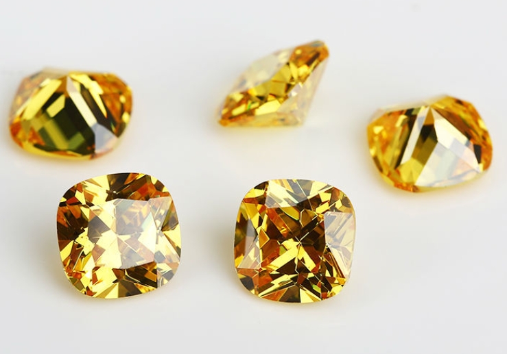Fat square colored zircon combined with cubic zirconia