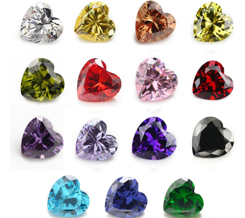 Heart-shaped Colored Zircon Man-made Gemstone Cubic Zirconia