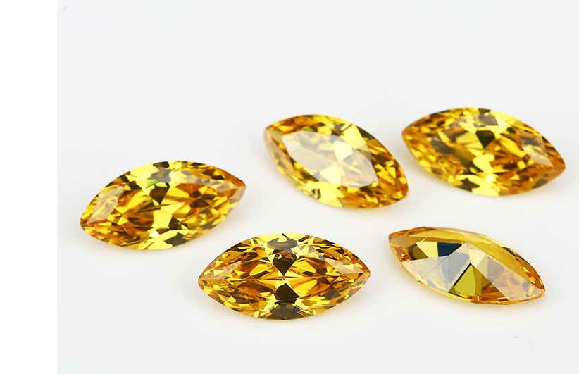 Wuzhou gemstones, marquise colored zircon, man-made gemstones, cubic zirconia