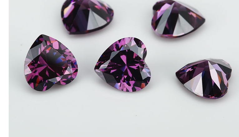Heart-shaped colored zircon man-made gemstone cubic zirconia