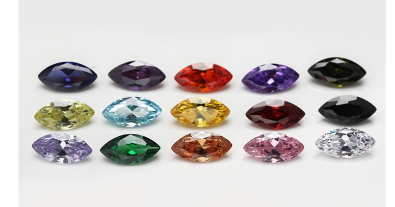 Wuzhou Gemstones, Marquise Colored Zircon, Man-made Gemstones, Cubic Zirconia